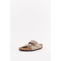 BIRKENSTOCK TAUPE ARIZONA NARROW SOFT FOOTBED SUEDE LEATHER SANDALS